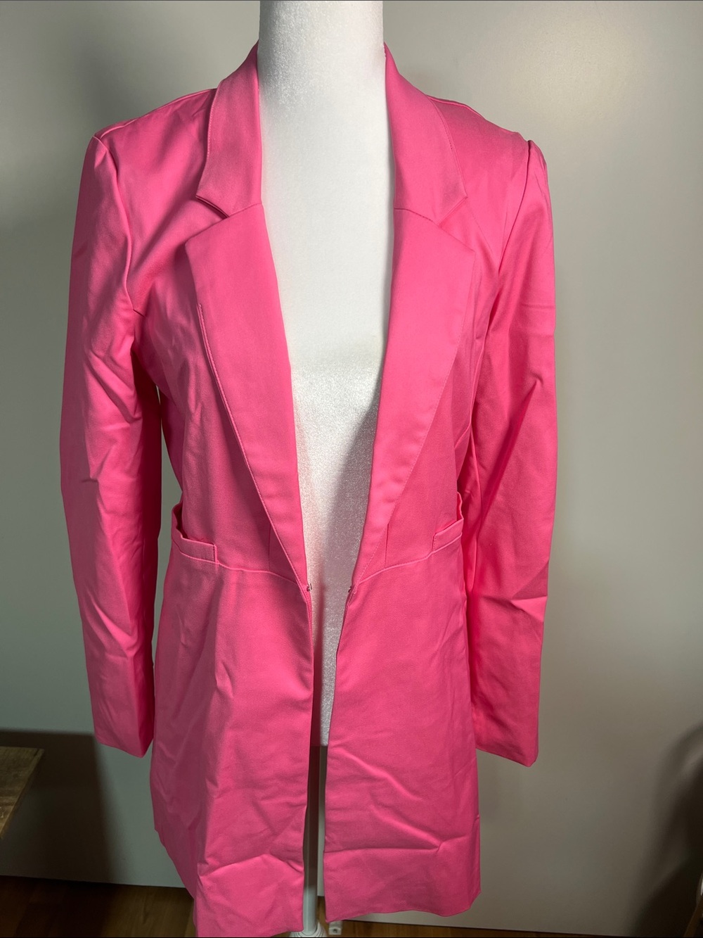 Lena Hot Pink Open-Front Longline Blazer
